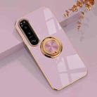 For Sony Xperia 10 IV 6D Electroplating Full Coverage Silicone Protective Case with Magnetic Ring Holder(Light Purple) - 1