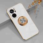 For Xiaomi Redmi Note 11E 6D Electroplating Full Coverage Silicone Protective Case with Magnetic Ring Holder(White) - 1