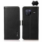 For vivo X80 KHAZNEH Side-Magnetic Litchi Genuine Leather RFID Phone Case(Black) - 1