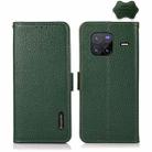 For vivo X80 KHAZNEH Side-Magnetic Litchi Genuine Leather RFID Phone Case(Green) - 1