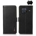 For vivo X80 Pro KHAZNEH Side-Magnetic Litchi Genuine Leather RFID Phone Case(Black) - 1