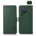 For vivo X80 Pro KHAZNEH Side-Magnetic Litchi Genuine Leather RFID Phone Case(Green) - 1