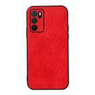 For OPPO A16 Accurate Hole Crazy Horse Texture PU Phone Case(Red) - 1