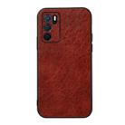 For OPPO A16 Accurate Hole Crazy Horse Texture PU Phone Case(Coffee) - 1