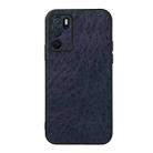 For OPPO A16 Accurate Hole Crazy Horse Texture PU Phone Case(Blue) - 1