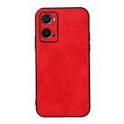 For OPPO A76 Accurate Hole Crazy Horse Texture PU Phone Case(Red) - 1