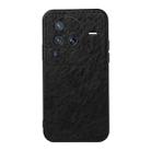 For vivo X80 Pro Accurate Hole Crazy Horse Texture PU Phone Case(Black) - 1