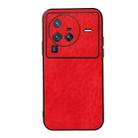 For vivo X80 Pro Accurate Hole Crazy Horse Texture PU Phone Case(Red) - 1