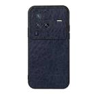 For vivo X80 Pro Accurate Hole Crazy Horse Texture PU Phone Case(Blue) - 1