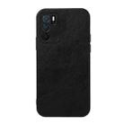 For OPPO A16 Accurate Hole Two-color Litchi Texture PU Phone Case(Black) - 1