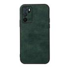 For OPPO A16 Accurate Hole Two-color Litchi Texture PU Phone Case(Green) - 1