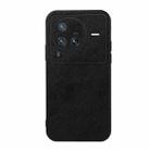 For vivo X80 Pro Accurate Hole Two-color Litchi Texture PU Phone Case(Black) - 1