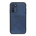 For OPPO A16 Accurate Hole Two-color Calf Texture PU Phone Case(Blue) - 1