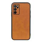 For OPPO A16 Accurate Hole Two-color Calf Texture PU Phone Case(Brown) - 1