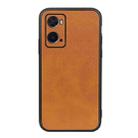 For OPPO A76 Accurate Hole Two-color Calf Texture PU Phone Case(Brown) - 1