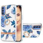 For Motorola Moto E20 / E30 / E40 Ring IMD Flowers TPU Phone Case(Blue Peony) - 1