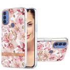 For Motorola Moto E20 / E30 / E40 Ring IMD Flowers TPU Phone Case(Pink Gardenia) - 1