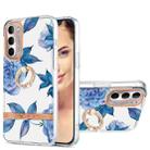 For Motorola Moto G Stylus 2022 4G Ring IMD Flowers TPU Phone Case(Blue Peony) - 1