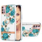 For Motorola Moto G30 / G20 / G10 Ring IMD Flowers TPU Phone Case(Blue Rose) - 1