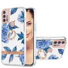 For Motorola Moto G30 / G20 / G10 Ring IMD Flowers TPU Phone Case(Blue Peony) - 1