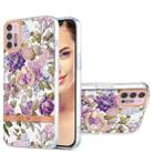 For Motorola Moto G30 / G20 / G10 Ring IMD Flowers TPU Phone Case(Purple Peony) - 1