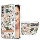 For Motorola Moto G51 5G Ring IMD Flowers TPU Phone Case(Green Gardenia) - 1