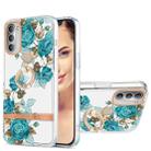 For Motorola Moto G51 5G Ring IMD Flowers TPU Phone Case(Blue Rose) - 1