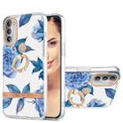 For Motorola Moto G51 5G Ring IMD Flowers TPU Phone Case(Blue Peony) - 1