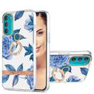 For Motorola Moto G71 5G Ring IMD Flowers TPU Phone Case(Blue Peony) - 1