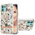 For Motorola Moto Edge 20 Lite Ring IMD Flowers TPU Phone Case(Green Gardenia) - 1