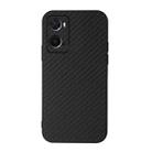 For OPPO A76 Accurate Hole Carbon Fiber Texture Shockproof Case(Black) - 1