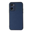 For OPPO A76 Accurate Hole Carbon Fiber Texture Shockproof Case(Blue) - 1