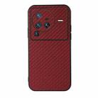 For vivo X80 Pro Accurate Hole Carbon Fiber Texture Shockproof Case(Red) - 1