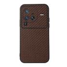 For vivo X80 Pro Accurate Hole Carbon Fiber Texture Shockproof Case(Brown) - 1