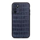 For OPPO A16 Accurate Hole Crocodile Texture Genuine Leather Phone Case(Blue) - 1