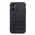 For OPPO A76 Accurate Hole Crocodile Texture Genuine Leather Phone Case(Black) - 1