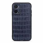 For OPPO A76 Accurate Hole Crocodile Texture Genuine Leather Phone Case(Blue) - 1