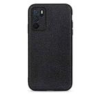 For OPPO A16 Accurate Hole Litchi Texture Genuine Leather Phone Case(Black) - 1