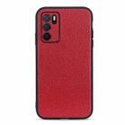 For OPPO A16 Accurate Hole Litchi Texture Genuine Leather Phone Case(Red) - 1