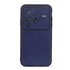 For vivo X80 Pro Accurate Hole Litchi Texture Genuine Leather Phone Case(Blue) - 1