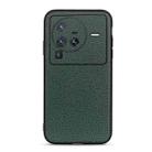 For vivo X80 Pro Accurate Hole Litchi Texture Genuine Leather Phone Case(Green) - 1