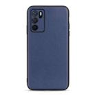 For OPPO A16 Accurate Hole Lambskin Texture Genuine Leather Phone Case(Blue) - 1