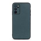 For OPPO A16 Accurate Hole Lambskin Texture Genuine Leather Phone Case(Green) - 1