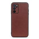 For OPPO A16 Accurate Hole Lambskin Texture Genuine Leather Phone Case(Brown) - 1