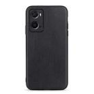 For OPPO A76 Accurate Hole Lambskin Texture Genuine Leather Phone Case(Black) - 1