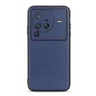 For vivo X80 Pro Accurate Hole Lambskin Texture Genuine Leather Phone Case(Blue) - 1