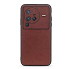 For vivo X80 Pro Accurate Hole Lambskin Texture Genuine Leather Phone Case(Brown) - 1