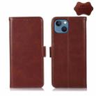 For iPhone 13 Crazy Horse Top Layer Cowhide Leather Phone Case(Brown) - 1