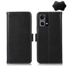 For OPPO Reno7 4G Global/F21 Pro 4G Crazy Horse Top Layer Cowhide Leather Phone Case(Black) - 1
