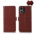 For OPPO Reno7 4G Global/F21 Pro 4G Crazy Horse Top Layer Cowhide Leather Phone Case(Brown) - 1